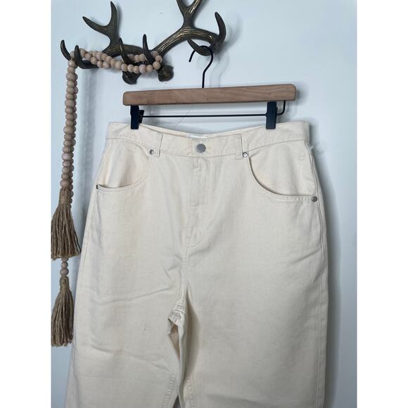 B1G2 FREE 🍁 KOTN Mom Jeans Plus Size 14 Cream High Rise Waist Ankle Crop - Picture 3 of 11